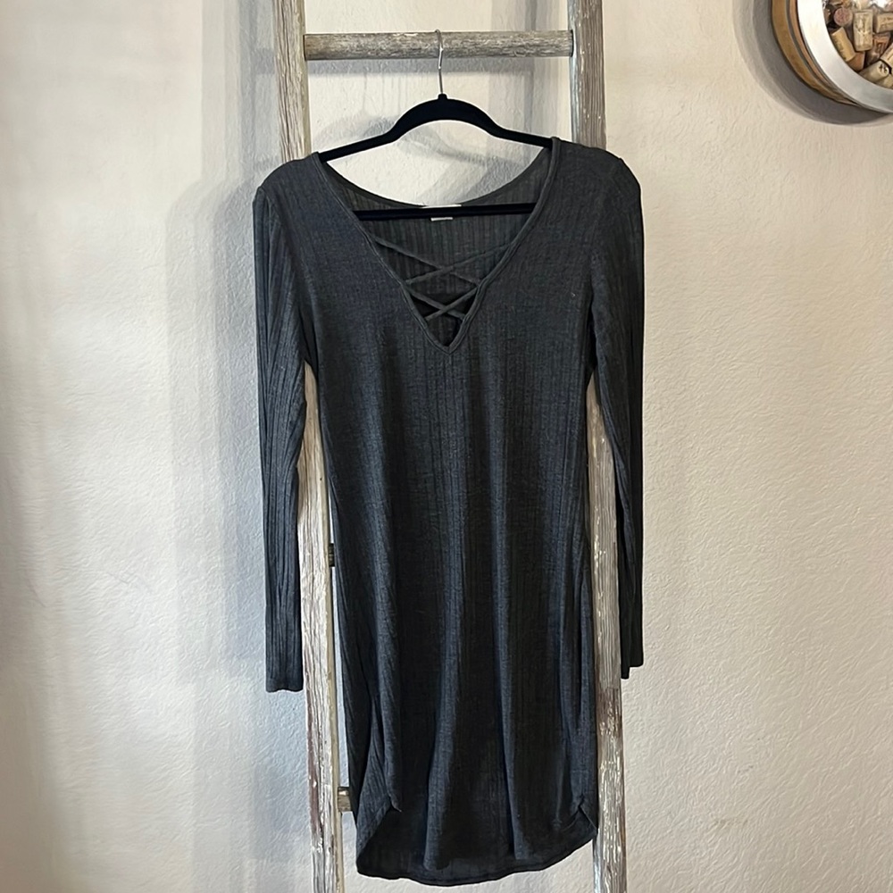 Ambiance crossed front dress, gray